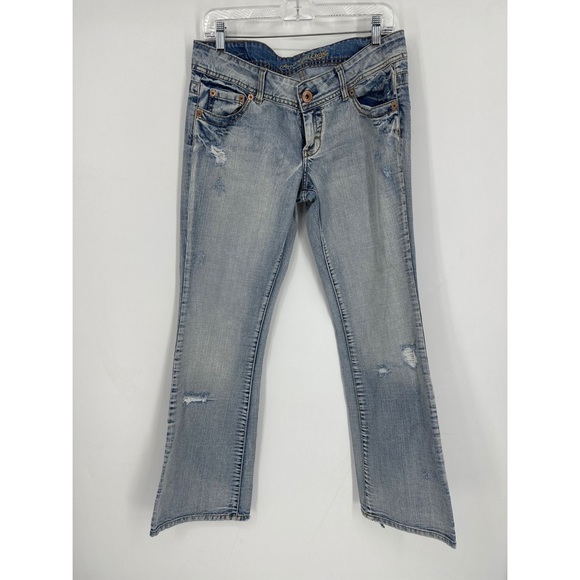 American Eagle Artist White Wash Denim Flare Jeans - Picture 1 of 11